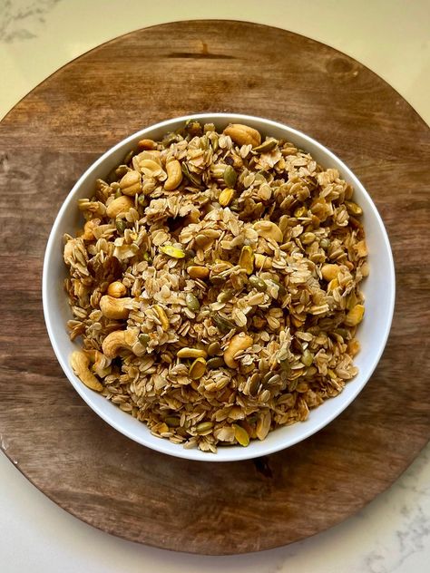 Pistachio Granola, Honey Pistachio, Vanilla Granola, Pumpkin Seeds, Cottage Cheese, Coconut Flakes, Sheet Pan, The Oven, Pistachio