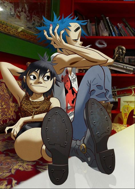 2d Gorillaz, Jamie Hewlett Art, 2d And Noodle, Gorillaz Band, Gorillaz Noodle, Gorillaz Fan Art, Monkeys Band, Jamie Hewlett, Gorillaz Art