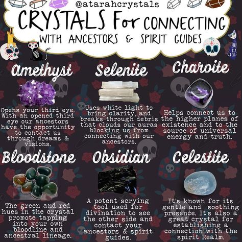 Crystals For Ancestors, Crystals For Ancestor Work, Crystals For Samhain, Crystals For Ghost Hunting, Crystals For Divination, Witch Refrences, Samhain Crystals, Divination Crystals, Samhain Ideas