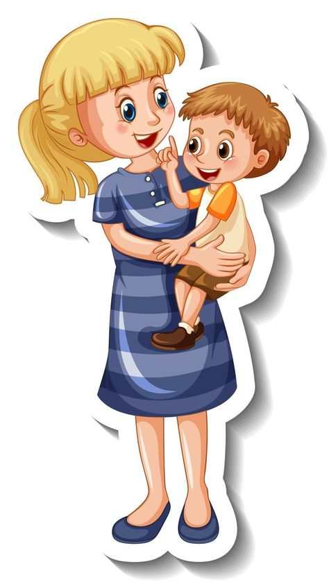 Mother And Son Cartoon, Mother Cartoon, Red Head Boy, Mother Clipart, Cartoon Character Illustration, Family Clipart, Mubarak Images, Arabic Lessons, Character Vector