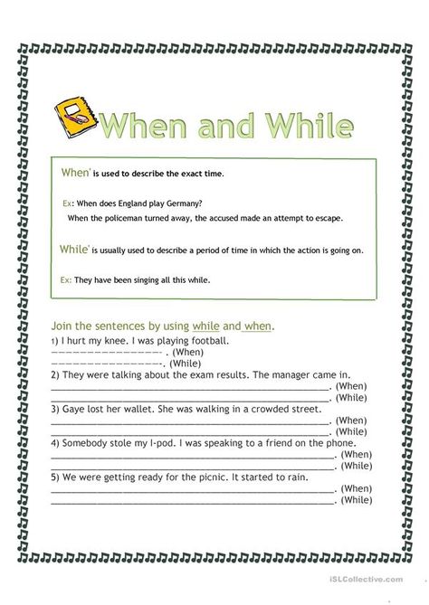 While When Grammar, While And When Worksheet, When While Grammar, When And While Grammar Worksheet, When And While Grammar, When While Worksheet, Learn Reading, Advanced Vocabulary, English Teaching Materials