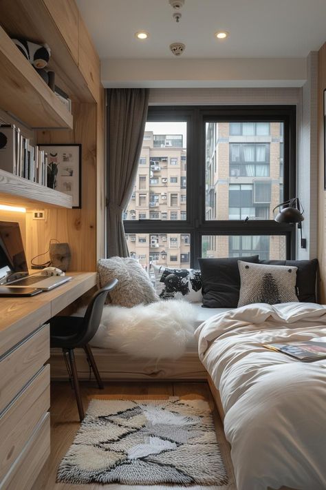 Vibe Dorm Room, Dorm Room Minimalist, Tiny Dorm Room, Minimalist Dorm Room, Luxury Dorm Room, Small Space Ideas, Dorm Room Inspo, Minimalist Dorm, Cozy Dorm