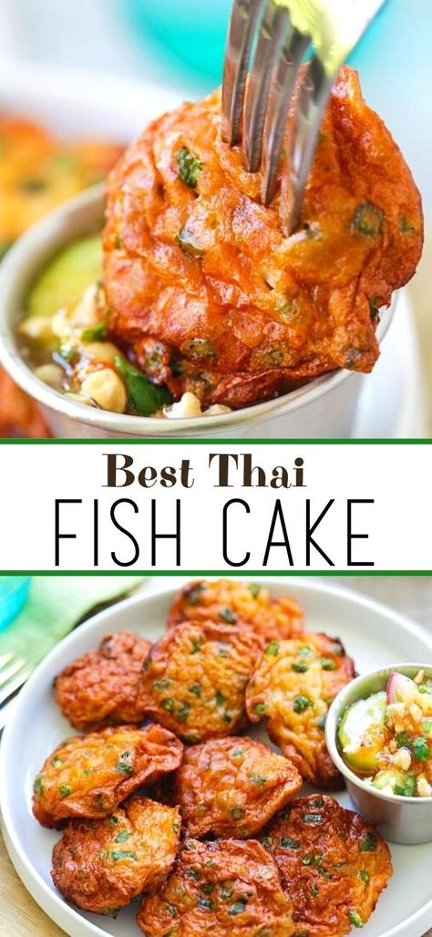 Thai Fish Recipe, Tuna Fish Cakes, Salmon Fish Cakes, Thai Fish Cakes, Thai Fish, Fish Cakes Recipe, Rasa Malaysia, Fish Cakes, Takeout Food