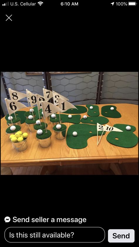 Golf Birthday Party Centerpieces, Golf Event Centerpieces, Diy Golf Centerpieces, Golf Tournament Table Centerpieces, Golf Centerpiece Ideas Diy, Golf Tournament Decorations, Golf Party Table Decorations, Diy Golf Decorations, Golf Theme Party Favors