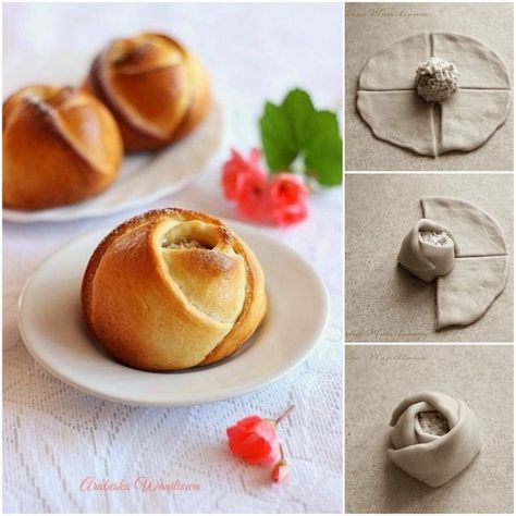 How to DIY Pretty Rose Bud Bread | www.FabArtDIY.com #diy #tutorial #bakery #recipe #bread LIKE Us on Facebook ==> https://www.facebook.com/FabArtDIY Bread Tutorial, Rose Bread, Recipe Bread, Diy Rose, Bread Shaping, Bread Art, Desserts Vegan, Pretty Rose, Bread Bun