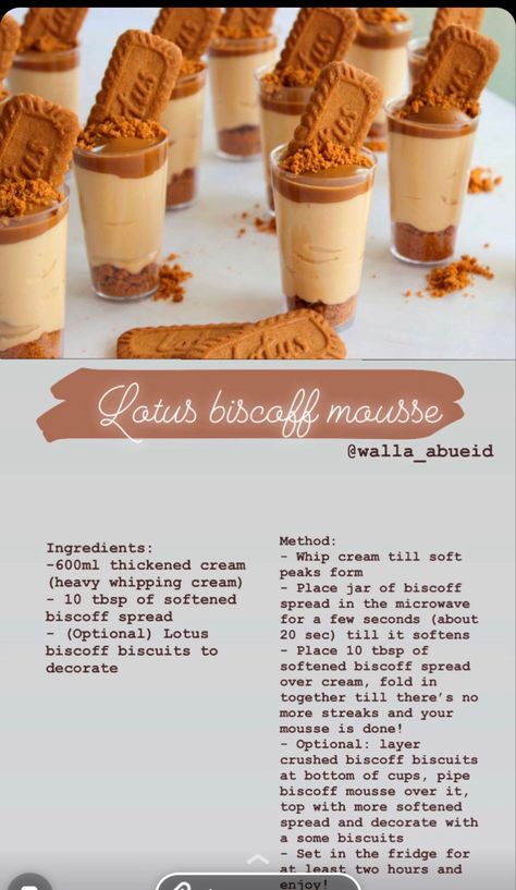 Biscoff Recipes, Dessert Cups Recipes, Mason Jar Desserts, Dessert Shooters, Mini Dessert Cups, Resep Smoothie, Mini Dessert, Recipes Summer, Mousse Recipes