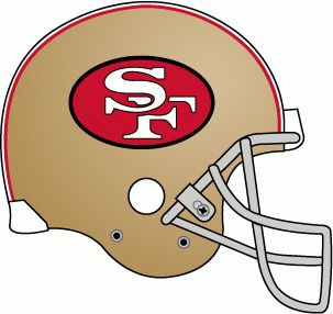 San Francisco 49ers Helmet (1989-1995) - Gold helmet, red and white stripes, 49ers logo with 49ers Helmet, Nfl Helmets, 49ers Logo, San Francisco 49ers Logo, Nfl Football 49ers, Nfl Football Art, Nfl 49ers, Helmet Logo, Clip Art Library