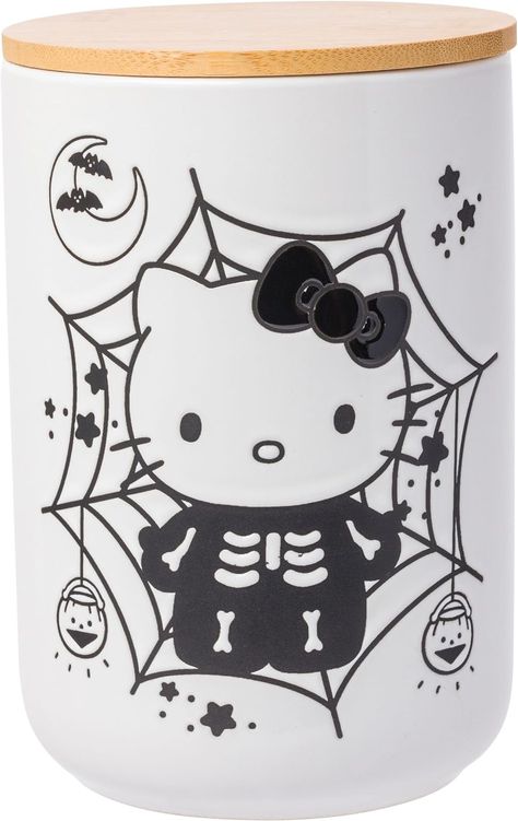 Spooky Hello Kitty, Hello Kitty Skeleton, Spooky Icons, Mummy Jar, Farm Cookies, Hello Kitty Kitchen, Spooky Skeleton, Cookie Snack, Skeleton Costume