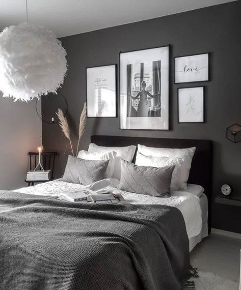 12 Grey Bedroom Ideas for a Neutral Classic Vibe - StoryNorth Bedroom Inspiration Grey, Black And White Bedroom, Black Bedside, Black Bedroom Decor, Grey Bedroom Decor, Gray Walls, Grey Room, Grey Bedroom, Redecorate Bedroom