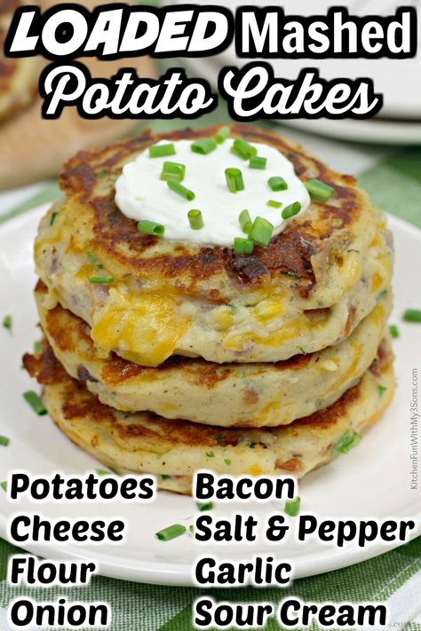 Mashed Potato Cake Recipe, Fried Potato Cakes, Mashed Potato Pancakes, Potato Cakes Recipe, Mashed Potato Cakes, Food Potatoes, Potatoes Vegetables, Mashed Potato Casserole, Loaded Mashed Potatoes