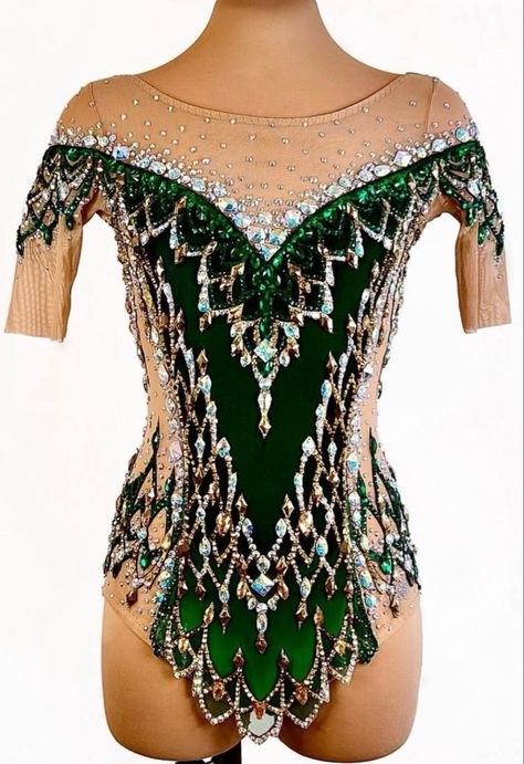 Green Leotard, Acro Leotards, Rhythmic Gymnastics Costumes, Leotards Gymnastics Rhythmic, Aerial Costume, Gym Leotards, Gymnastics Costumes, Acrobatic Gymnastics, Gymnastics Outfits