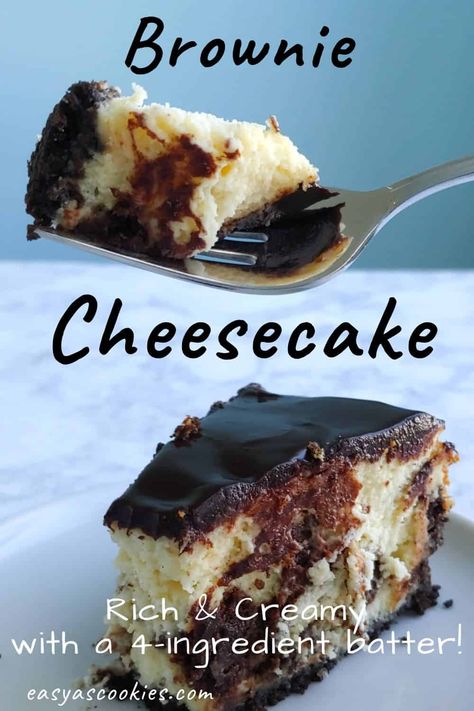 A creamy, versatile homemade brownie cheesecake with a 4-ingredient batter. Make it with leftover brownies, or mix it up by adding candy instead! #cheesecake #brownies #foodsilike Leftover Cheesecake, Leftover Brownies, Brownie Batter Cheesecake, Brownie Cheesecake Recipe, Perfect Cheesecake, Homemade Brownie, Cheesecake Bites Recipe, Brownie Cheesecake, Homemade Brownies