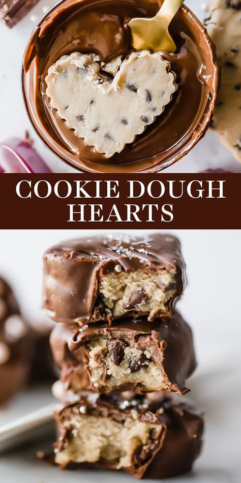 Cookie Dough Hearts, Desserts Fancy, Cookie Valentines, Chocolate Covered Cookie Dough, Chocolate Tempering, Valentines Desserts, Chocolate Covered Cookies, Desserts Chocolate, Low Carb Cheesecake