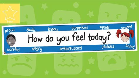 How Are You Feeling Today? Banner A large display banner, spread over 3 sheets of A4 landscape. The banner asks "how do you feel today?" Great for a feelings display. Why not also download our matching feelings border and emotions labels and posters? To check out all our other amazing Feelings themed resources, simply click the Topic Tags in the si... - www.tpet.co.uk - Classroom Resources by Teacher's Pet Feelings Display, Uk Classroom, Teacher's Pet, Key Stage 1, Class Decor, Display Banners, Teachers Pet, School Website, Free Teacher