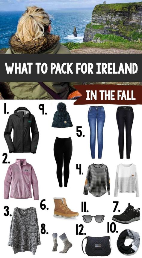 Pack For Ireland, Ireland Clothes, Winter Vacation Packing List, Ireland Packing List, Winter Vacation Outfits, Ireland Fashion, Ireland Travel Guide, Ireland Vacation, Travel Capsule Wardrobe