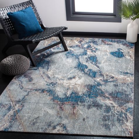 Copper And Blue, Blue And White Rug, Transitional House, Polyester Rugs, Black Area Rugs, Blue Ivory, White Rug, Outdoor Area Rugs, Art Abstrait