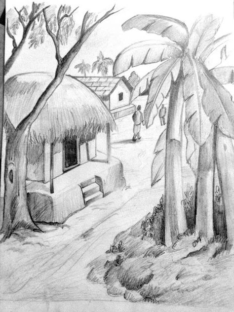 PENCIL DRAWINGS Pencil Sketches Landscape, Easy Pencil Drawings, Landscape Pencil Drawings, Pencil Drawing Images, Drawing Scenery, Realistic Pencil Drawings, Nature Art Drawings, Landscape Sketch, Painting Canvases