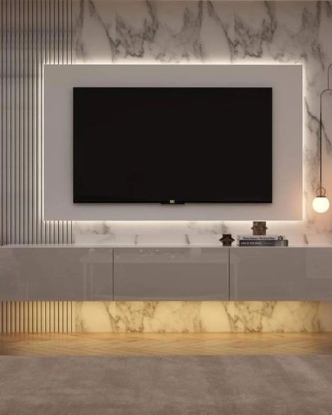 Tv Unit Design | Interior Design Ideas ✨️ . . . . . . #trendingpost #explorepage✨ #lightingdecor #explorepost #tvwalldesign #tvunit #interiors #livingroomdesign #trendingdesign #tvunitdesign #sethiglassplywood #homedecor #tvunitdesign #interiordecor #interiordesign #luxurylifestyle #tvcabinetdesign #adventuretravel #healthylifestyletips #makeupbyme #hairstyleideas #actorslifestyle Mounted Entertainment Center, Wall Mount Entertainment Center, Entertainment Center With Storage, Tv Storage Unit, Tv Stand With Drawers, Wall Unit Designs, Modern Tv Wall Units, Tv Stand Designs, Bedroom Color Combination