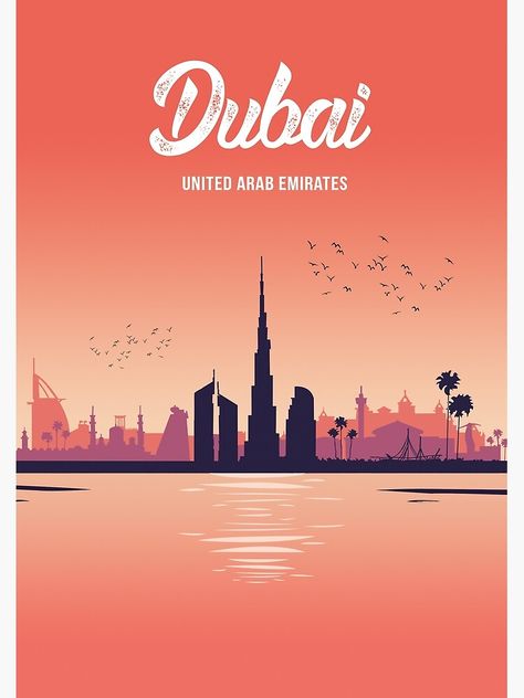 "Dubai skyline artwork" Art Print by louzaartist | Redbubble Skyline Artwork, Dubai Skyline, Dancing House, Dubai Beach, Travel Sketchbook, Creative Wall Art, Travel Artwork, Minimalist Travel, Poster Artwork