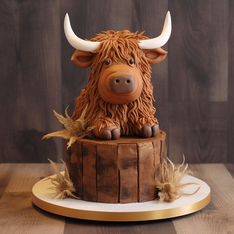 Highland Cow Cake, Cow Birthday Cake, Paisley Cake, I Love Cows, Happy Birthday Cake With Name, Online Birthday Cake, Cow Cake, Farm Animal Cakes, Birthday Cake With Name