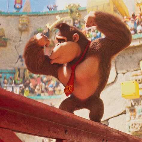 Donkey Kong, voiced by Seth Rogen, in the “Super Mario Bros Movie” (2023). Mario Movie, The Super Mario Bros Movie, Super Mario Bros Movie, Kong Movie, Movie 2023, Donkey Kong Country, Biology Art, Seth Rogen, Mario Birthday Party