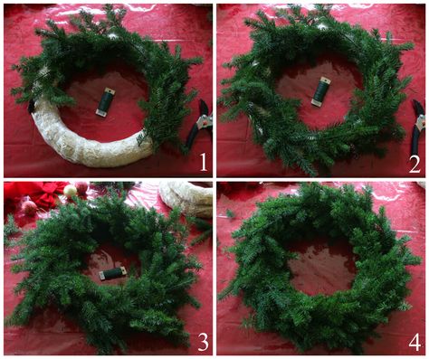 A step-by-step tutorial with pictures, tips and ideas for making your own Homemade Christmas Wreath and Advent Wreath. Simple Advent Wreath, Christmas Wreath Simple, Homemade Advent Wreath, Daring Gourmet, White Christmas Garland, Advent Wreath Diy, Homemade Christmas Wreaths, Christmas Advent Wreath, Plastic Christmas Tree