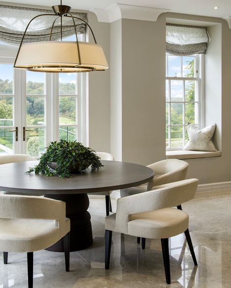 L A U R A  H A M M E T T on Instagram: “Family dining area in the classic country kitchen at our Surrey project, with views across the rolling Surrey Hills 💕 . . . #interiordesign…” Laura Hammett, Sunday Breakfast, Family Dining, Dining Room Inspiration, Dining Room Design, Barn House, Interior Design Tips, Garden Room, Interior Design Trends