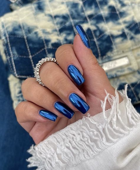 Coffin Chrome Nails, Blue Chrome Nails, Nail Types, Pumpkin Nails, Nagel Tips, Short Coffin Nails, Smink Inspiration, Makijaż Smokey Eye, Classy Acrylic Nails