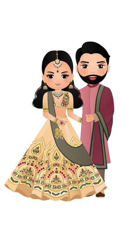 Indian Wedding Doodle, Engagement Caricature, Mehndi Illustration, Wedding Couple Vector, Nr Logo, Marriage Pics, Nikah Certificate, Creative Wedding Invitations Design, Groom Cartoon