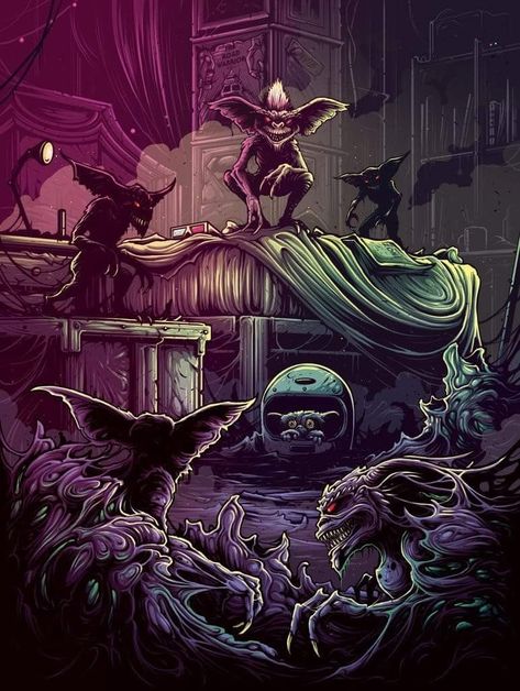 Gremlins Art, Dan Mumford, Horror Monsters, Horror Movie Art, Horror Icons, Movies And Series, Alternative Movie Posters, Film Art, Arte Fantasy