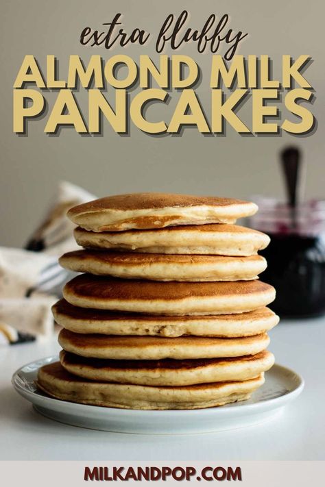 A stack of thick pancakes. Pancake Recipe Almond Milk, Almond Milk Pancakes, Almond Meal Pancakes, Dairy Free Pancake Recipe, Milk Pancakes, Recipes Chili, Pasta Bread, Pancake Mix Recipe, Almond Pancakes