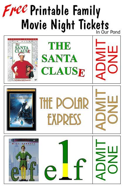 Family Date Night Ideas, Movie Night Tickets, Movie Night Theme, Holiday Movie Night, Elf Christmas Decorations, Christmas Movie Night, Elf Movie, Family Fun Night, Date Night Ideas