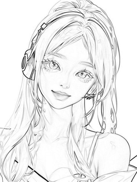 . Beautiful Pencil Sketches, Art Coloring Pages, Anime Face Drawing, Manga Coloring Book, Pencil Sketch Images, 캐릭터 드로잉, Coloring Book Art, Book Art Drawings, Sketchbook Art Inspiration