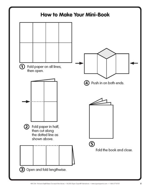 how to fold a mini book Mini Book Template, Foldables Templates, Make A Book Cover, Origami Book, 3d Templates, Coloring Sheets For Kids, Up Book, Book Folding, Mini Book