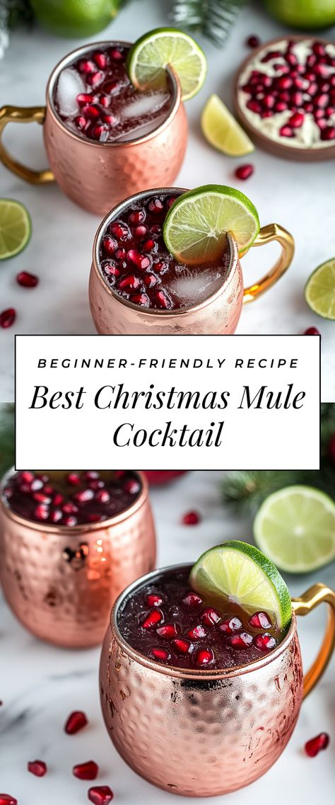 Image for Best Christmas Mule Cocktail Moscow Mule Christmas Recipe, Holiday Moscow Mule Pitcher, Christmas Moscow Mule Pitcher, Grinch Moscow Mule, Christmas Mule Recipe, Moscow Mule Christmas, Muddled Fruit Cocktails, Italian Mule Cocktail, Christmas Brunch Drink Ideas