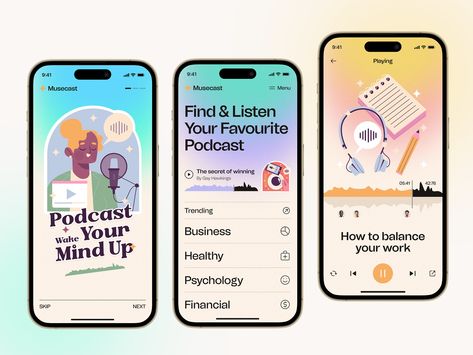 Podcast App Exploration by Musemind Mobile for Musemind UI/UX Agency on Dribbble App Design Trends, App Design Ui, Podcast Design, Music App Design, Podcast App, Ui Design Trends, Quotes App, App Interface Design, Powerpoint Presentation Design