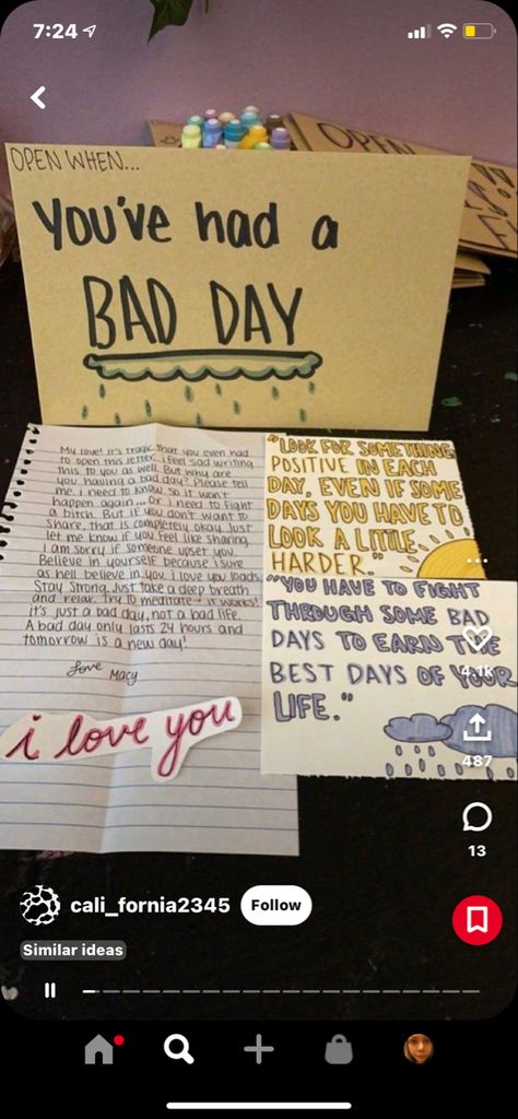 Open When Letters For Boyfriend, Cute Paragraphs For Him, Anniversary Gift Ideas For Him Boyfriend, Open When Cards, Had A Bad Day, Open When Letters, Letters To Boyfriend, Boyfriend Crafts