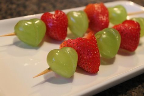 Heart Shaped Fruit Kabobs | mrs. and the misc. Fruit Kabobs Display, Heart Shaped Fruit, Fruit Kabobs Kids, Fruit Kabob, Shaped Fruit, Gluten Free Kids, Fruit Skewers, Fruit Displays, Fruit Kabobs