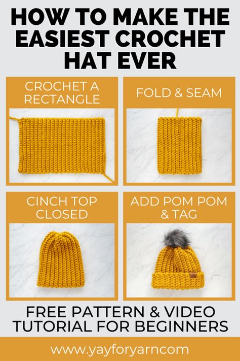 Beginner Knitting, Poncho Crochet, Easy Crochet Hat, Crochet Patterns Free Beginner, Hat Tutorial, Crochet Hat Free, Crochet Beanie Pattern, Crochet Hats Free Pattern, Beginner Crochet Projects