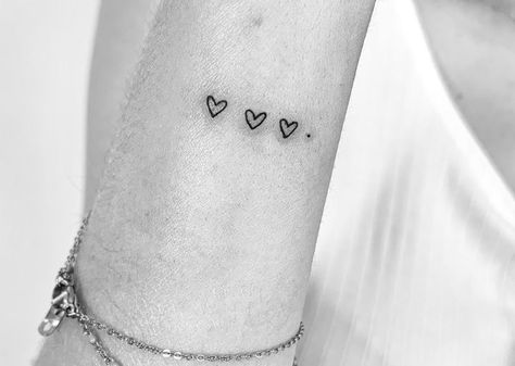 Small Heart Wrist Tattoo, Family Heart Tattoos, Kids Initial Tattoos, Little Heart Tattoos, Simple Heart Tattoos, Heart Tattoo Wrist, Tiny Heart Tattoos, Tiny Wrist Tattoos, Small Heart Tattoos