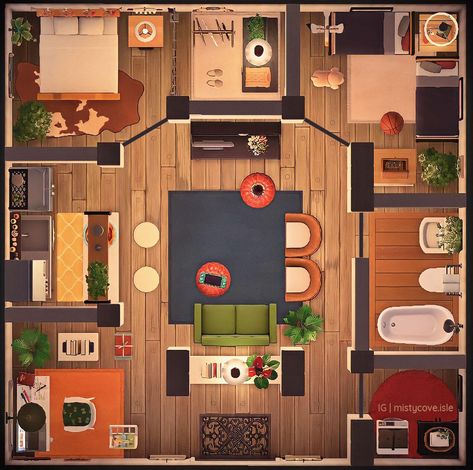 Acnh Apartment Layout, Acnh Layout, Two Bedroom Floor Plan, Habbo Hotel, Acnh Inspiration, Two Bedroom Apartment, Interior Floor Plan, Ac New Leaf, Happy Home Designer