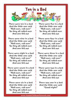 Nursery Rhymes Printables, Ten In The Bed, Aussie Childcare Network, Nursery Rhymes Poems, Toddler Songs, Articles Activities, Nursery Rhymes Lyrics, Rhymes Lyrics, Nursery Rhymes Activities