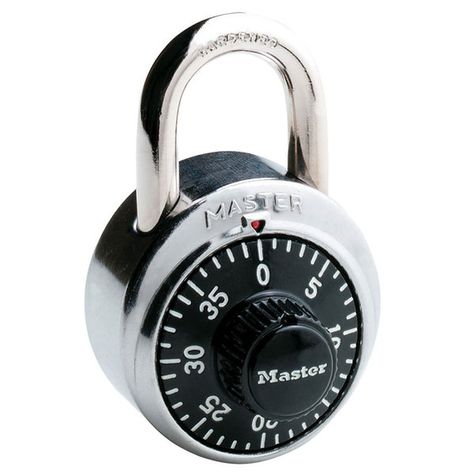 Secure the contents of your locker or safe with the help of this Master Lock 1500D 1 7/8" stainless steel combination lock. Utilizing a 3-number combination lock, this padlock offers excellent security to protect against would-be thieves and meddlers. It also features a 7mm thick shackle that is not easily broken. This combination lock has a clearly legible black dial with stark white numbers for easy use.     Overall Dimensions:    Width: 1 7/8"  Shackle Diameter: 7mm MLK1500D From Master Lock Athletic Locker, Locker Locks, School Lockers, Control Key, Security Locks, Locking Mechanism, Combination Locks, Safety And Security, The Master