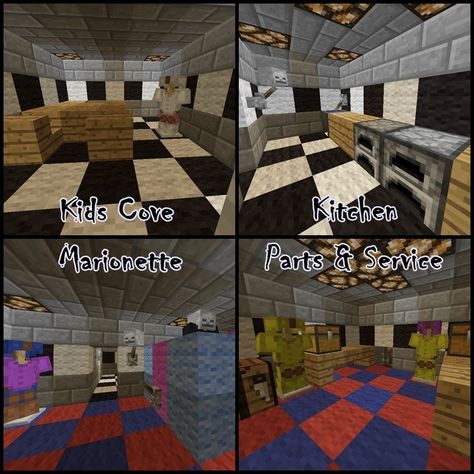 Minecraft FNAF Kids Cove Kitchen Marionette Parts & Service Five Nights At Freddys - Ky Minecraft Fnaf, Minecraft Building, Minecraft Creations, Minecraft Ideas, Lego Projects, Five Nights At Freddy's, Contemporary Rug, Minecraft, Diy And Crafts