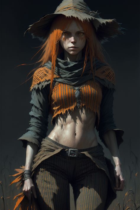 Tragic Characters, Female Scarecrow, Scarecrow Illustration, Scarecrow Tattoo, Scarecrow Costume, Pumpkin Fall, Fantasy Inspiration, Dnd Characters, World Of Warcraft