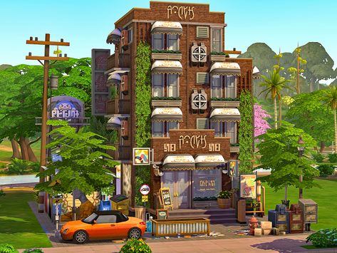 Sims 4 Live In Business, Sims 4 Public Lots, Sims 4 Hotel Build, Sims 4 For Rent Builds, Sims 4 For Rent, Sims 4 Hotel, Sims4 Ideas, Sims Lots, Ts4 Builds