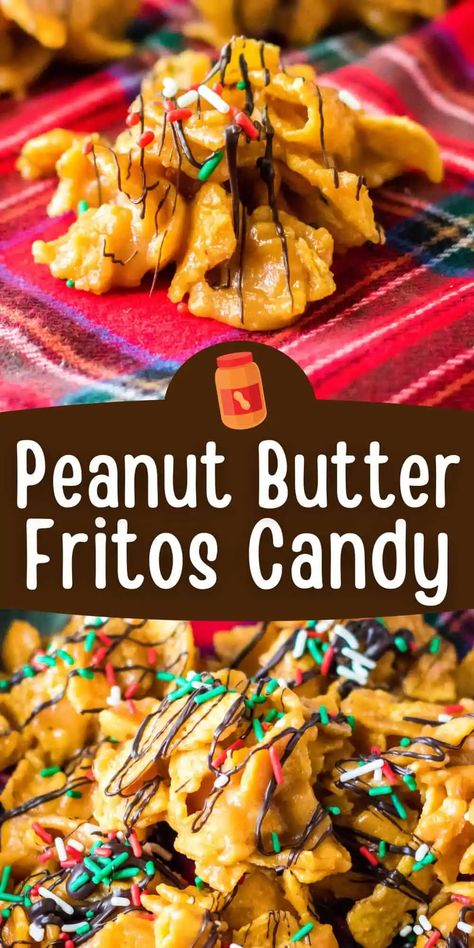 Frito Cookies Recipe, High End Desserts Recipes, Snacks For Christmas Day, Peanut Butter Fritos Candy, Peanut Butter Fritos Recipe, Nutty Fingers Recipe, Candied Peanuts Recipe Easy, Seasoned Peanuts Recipes, Take 5 Candy Bar Recipe