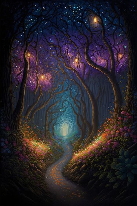 Mystical Forest, Fantasy Forest, Magical Art, Fantasy Paintings, Fairytale Art, Fantasy Art Landscapes, Magical Forest, Dreamy Art, Fairy Art