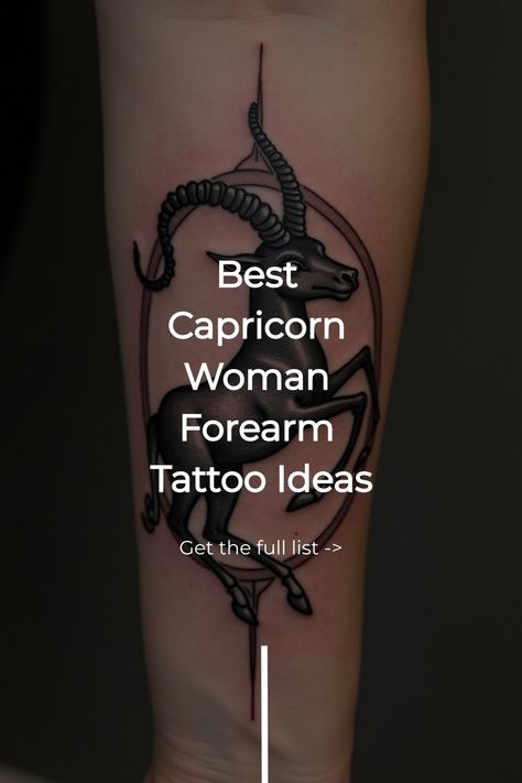 Best Capricorn Woman Forearm Tattoo Ideas Capicorn Tatoos Ideas, Capricorn Tattoo For Women, Woman Forearm Tattoo, Celestial Constellations, Women's Shoulder Tattoo, Forearm Tattoo Ideas, Capricorn Woman, Capricorn Symbol, Rib Tattoos For Women