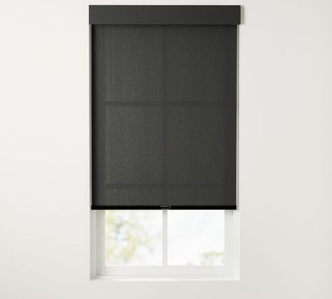 The weave of our Solar 1% Openness Cordless Roller Shade balances the highest level of glare and light reduction while still offering visibility. Large Window Treatments, Concealed Handle, Black French Doors, Black Blinds, Cordless Roller Shade, Light Filtering Shades, Blackout Roller Shades, Indigo Purple, Home Windows